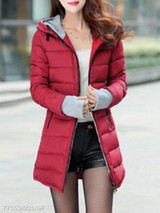Hooded Zipper Plain Coat