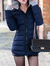 Hooded Zipper Plain Coat