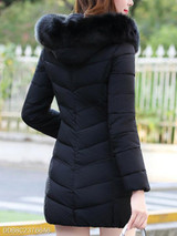 Hooded Plain Quilted Pocket Padded Coat