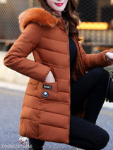 Hooded Plain Quilted Pocket Padded Coat