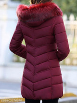 Hooded Plain Quilted Pocket Padded Coat