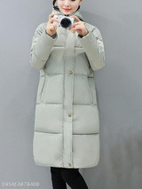 Hooded Pocket Quilted Plain Longline Padded Coat