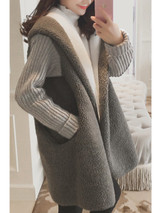 Hooded Pocket Faux Fur Coat Hooded Pocket Faux Fur Coat