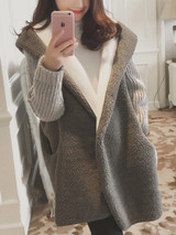 Hooded Pocket Faux Fur Coat Hooded Pocket Faux Fur Coat