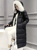 Hooded Pocket Longline Quilted Down Coat