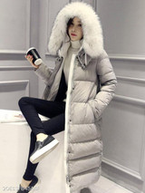Hooded Pocket Longline Quilted Down Coat