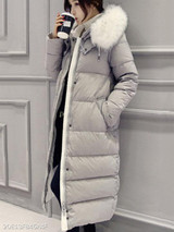 Hooded Pocket Longline Quilted Down Coat