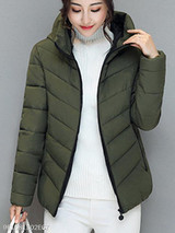 Hooded Plain Elegant Zipper Coats