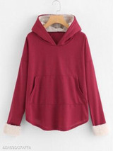 Hooded Kangaroo Pocket Plain Hoodie