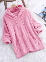 Hooded Kangaroo Pocket Plain Hoodie