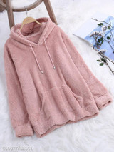 Hooded Kangaroo Pocket Plain Hoodie