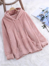 Hooded Kangaroo Pocket Plain Hoodie