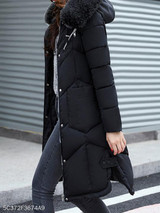Hooded Patch Pocket Side Slit Zipper Plain Coats