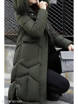 Hooded Patch Pocket Side Slit Zipper Plain Coats