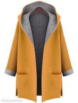 Hooded Patch Pocket Side Slit Color Block Roll Up Sleeve Coats