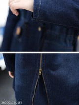 Hooded Drawstring Plain Coat