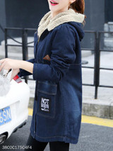 Hooded Drawstring Plain Coat