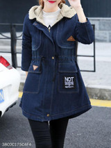 Hooded Drawstring Plain Coat