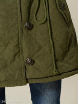 Hooded Drawstring Plain Coat
