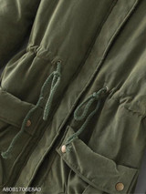 Hooded Drawstring Plain Coat