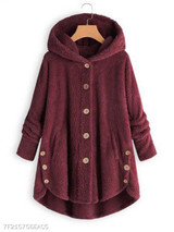 Hooded Decorative Buttons Plain Coat