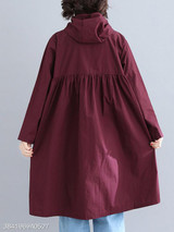 Hooded Asymmetric Hem Plain Trench Coat