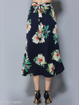 Bowknot Floral Printed Maxi Skirt