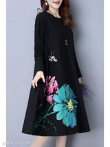 Round Neck Slit Pocket Floral Shift Dresses Round Neck Slit Pocket Floral Shift Dresses