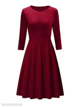 Round Neck Ruched Plain Skater Dress