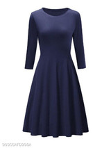 Round Neck Ruched Plain Skater Dress