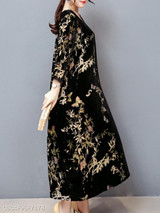 Round Neck Printed Cotton Maxi Dress