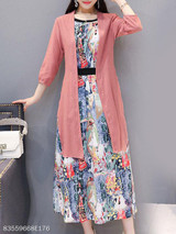 Round Neck Printed Maxi Dress