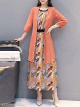 Round Neck Printed Maxi Dress
