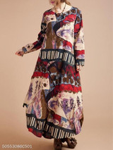 Round Neck Printed Maxi Dress