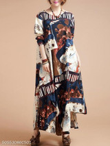 Round Neck Printed Maxi Dress