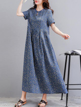 Round Neck Printed Maxi Dress