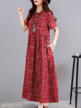 Round Neck Printed Maxi Dress