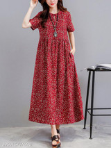 Round Neck Printed Maxi Dress