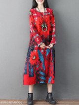 Round Neck Printed Maxi Dress