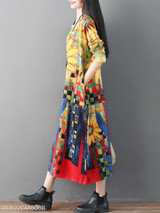 Round Neck Printed Maxi Dress