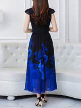 Round Neck Printed Maxi Dress
