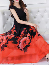 Round Neck Printed Maxi Dress
