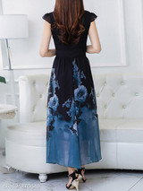 Round Neck Printed Maxi Dress
