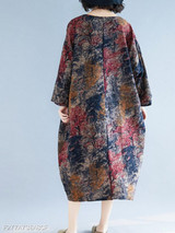 Round Neck Printed Maxi Dress