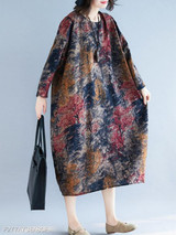 Round Neck Printed Maxi Dress