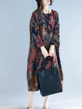 Round Neck Printed Maxi Dress