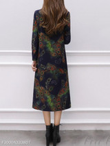 Round Neck Printed Maxi Dress