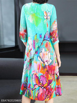 Round Neck Printed Maxi Dress