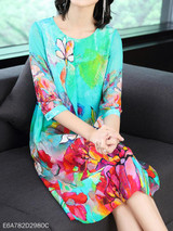 Round Neck Printed Maxi Dress