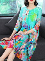 Round Neck Printed Maxi Dress